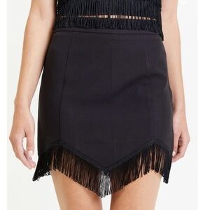 Altar’d State Black Fringe Mini Skirt Size Small